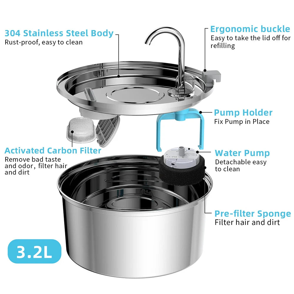 Stainless Steel Pet Water Fountain